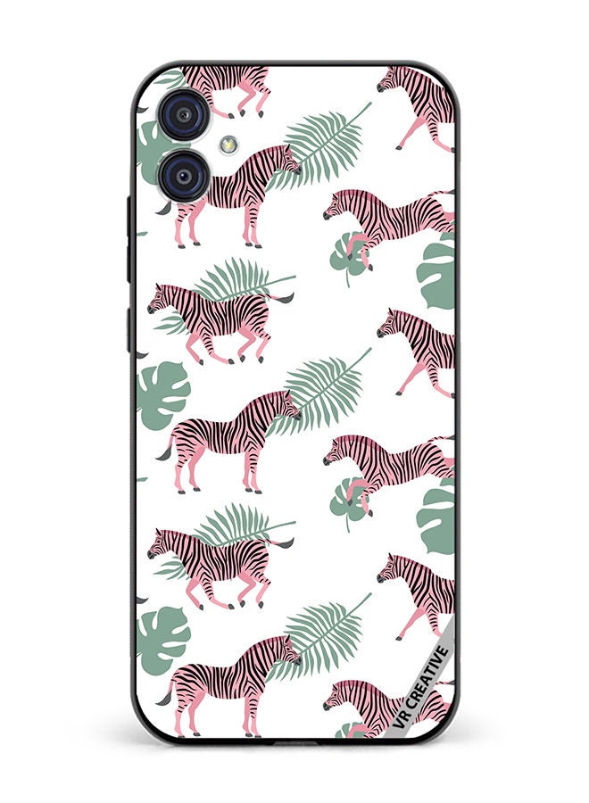 VR CREATIVE Protective Case Cover For Samsung Galaxy M04/F04 Vector Zebra And Palm Leaves Isolated On White Design Multicolour - Image 1