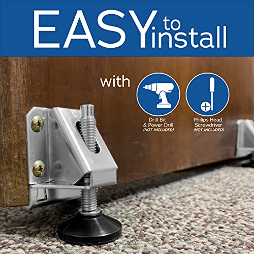 Fulton Heavy Duty Adjustable Leveling Feet Ideal for Desks, Tables, Shelving Units, Cabinets and Furniture - Includes 4 Leg Levelers, Side Mount Adjustable Feet Levelers - Image 2