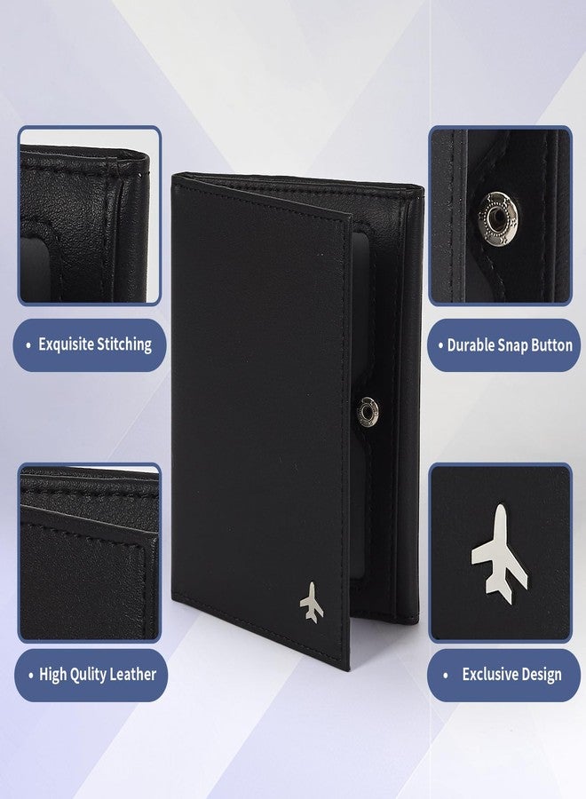 Meudid Pilot Wallet Passport Holder for Travel - RFID Blocking Genuine Leather Travel Document Holder with Gift Box Passport Wallet for Pilots Men and Women - Image 3