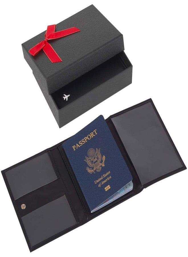 Meudid Pilot Wallet Passport Holder for Travel - RFID Blocking Genuine Leather Travel Document Holder with Gift Box Passport Wallet for Pilots Men and Women - Image 1