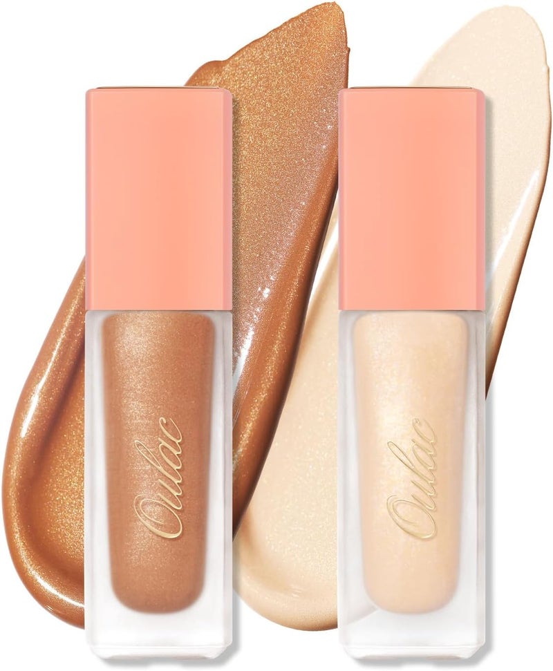 Oulac Liquid Eyeshadow Satin Finish MultiUse Eyeshadow Eye Primer Bronzer Blendable Smooth Eye Makeup CreaseResistant NonGreasy Vegan SA01SA02
