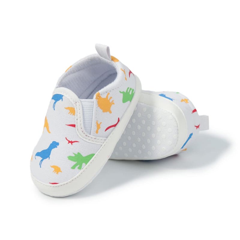 Meckior Toddler Baby Boys Girls Canvas Dinosaur Sneaker Newborn Infant Soft Anti-Slip Sole First Walking Crib Shoes - Image 1