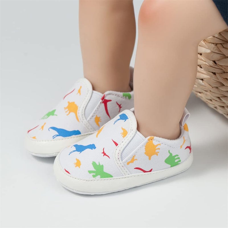 Meckior Toddler Baby Boys Girls Canvas Dinosaur Sneaker Newborn Infant Soft Anti-Slip Sole First Walking Crib Shoes - Image 3