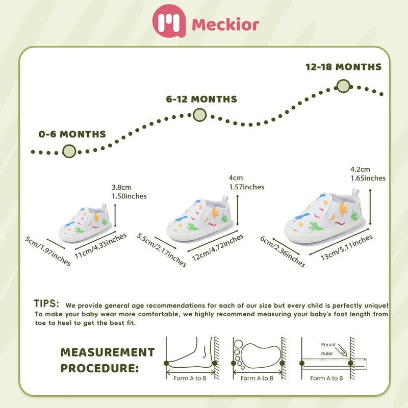 Meckior Toddler Baby Boys Girls Canvas Dinosaur Sneaker Newborn Infant Soft Anti-Slip Sole First Walking Crib Shoes - Image 5