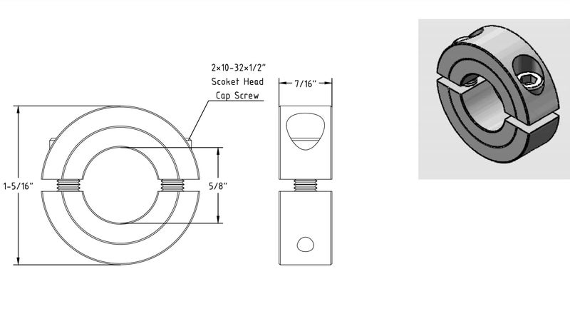 AZSSMUK Double Split Clamp-On Shaft Collars of Metal 5/8" Bore w/Set Screw,2-piece - Image 2