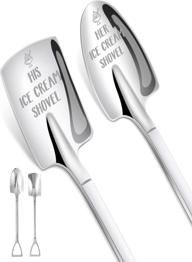 INNObeta Ice Cream Shovels 2 PCS, His and Her Engraved Ice Cream Spoons - Image 1