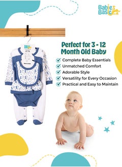 Babies Basic 5 Piece Unisex 100% Cotton Gift Set Include Bib, Romper, Mittens, Cap And Sleepsuit/Jumpsuit- Be Happy  - Image 3