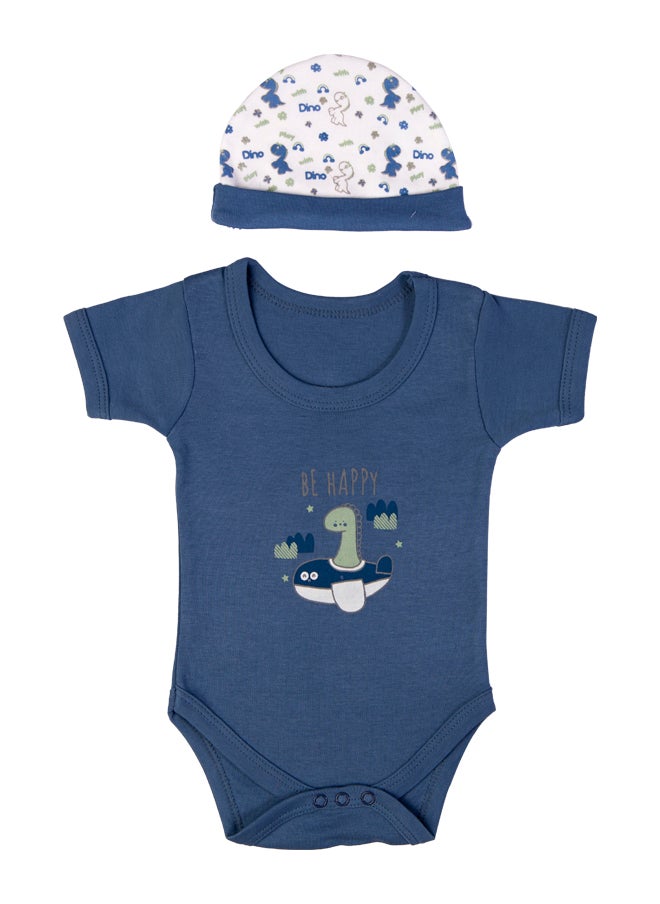 Babies Basic 5 Piece Unisex 100% Cotton Gift Set Include Bib, Romper, Mittens, Cap And Sleepsuit/Jumpsuit- Be Happy  - Image 5