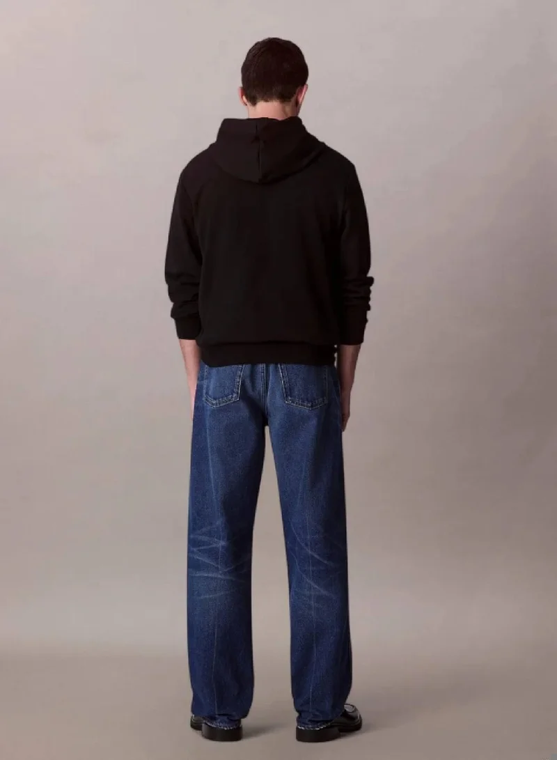 Calvin Klein Jeans Black Monogram Logo French Terry Hoodie for Men | Best Price UAE