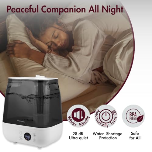 Reffair Caligo 500 Smart Ultrasonic Humidifier | Cool & Warm Mist With Timer Function - Work All Seasons | Top-Fill Design & Led Display | Aroma Oil Diffuser | Automatic Mode (Natural Wood) - 4 L - Image 4