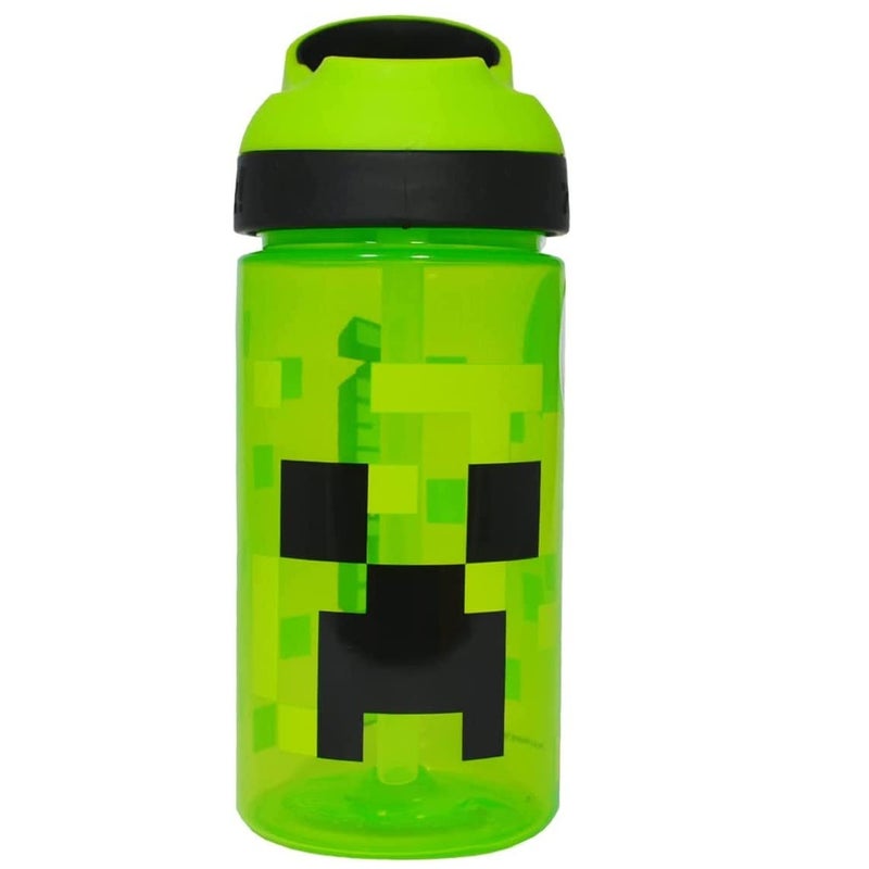 Minecraft Atlantic Creeper Drinks Bottle Eco Freindly BPAfree Plastic School Water Bottle with Removable straw spills Proof Gift fan Officially licensed Merchandise 450ML