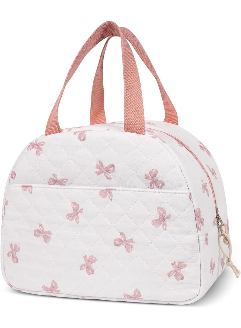 سيوسي Lunch Box for grils, Cute Insulated Lunch Tote Bag with Multiple Compartments, Leakproof Reusable Cooler Bag for Office Work, Picnics, Hiking, Large Capacity, BPA-Free (Floral Pattern) - Image 1