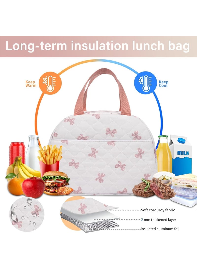سيوسي Lunch Box for grils, Cute Insulated Lunch Tote Bag with Multiple Compartments, Leakproof Reusable Cooler Bag for Office Work, Picnics, Hiking, Large Capacity, BPA-Free (Floral Pattern) - Image 3