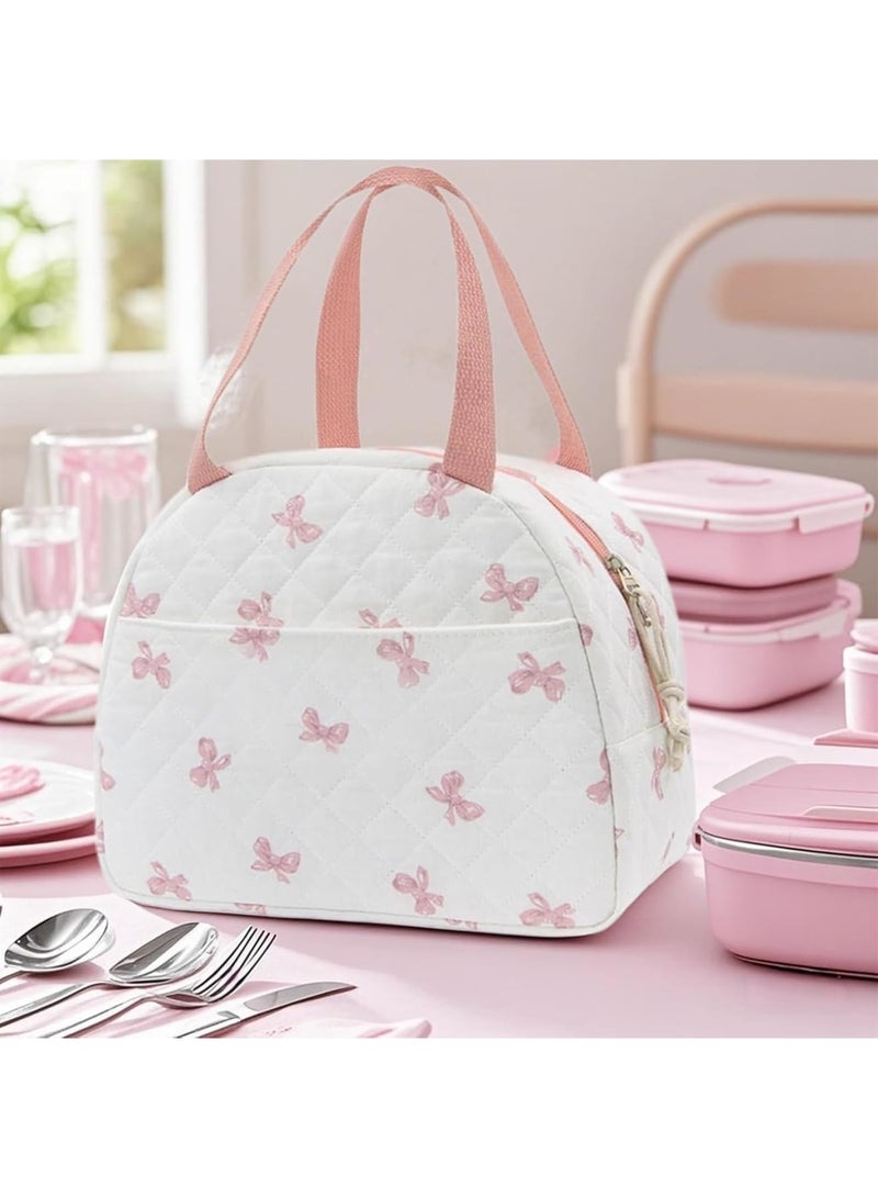 سيوسي Lunch Box for grils, Cute Insulated Lunch Tote Bag with Multiple Compartments, Leakproof Reusable Cooler Bag for Office Work, Picnics, Hiking, Large Capacity, BPA-Free (Floral Pattern) - Image 2