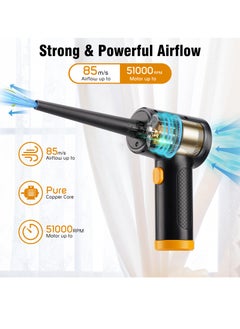 Xoopla Compressed Air Duster, 3-Gear to 51000 RPM Electric Air Duster with Led Light, Rechargeable Cordless Air Blower Portable Wireless Blower for Computer Laptop Keyboard Camera Electronics Cleaning Kit  - Image 5