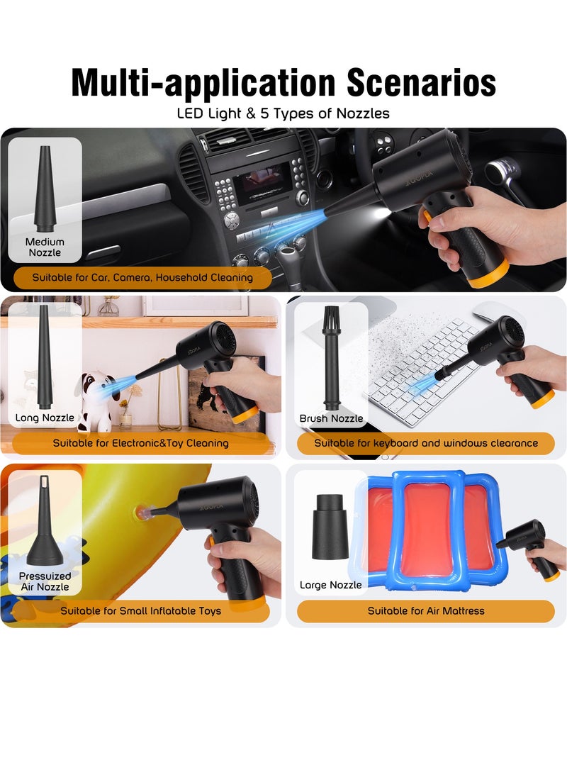 Xoopla - Compressed Air Duster, 3-Gear to 51000 RPM Electric Air Duster with Led Light, Rechargeable Cordless Air Blower Portable Wireless Blower for Computer Laptop Keyboard Camera Electronics Cleaning Kit - Image 1