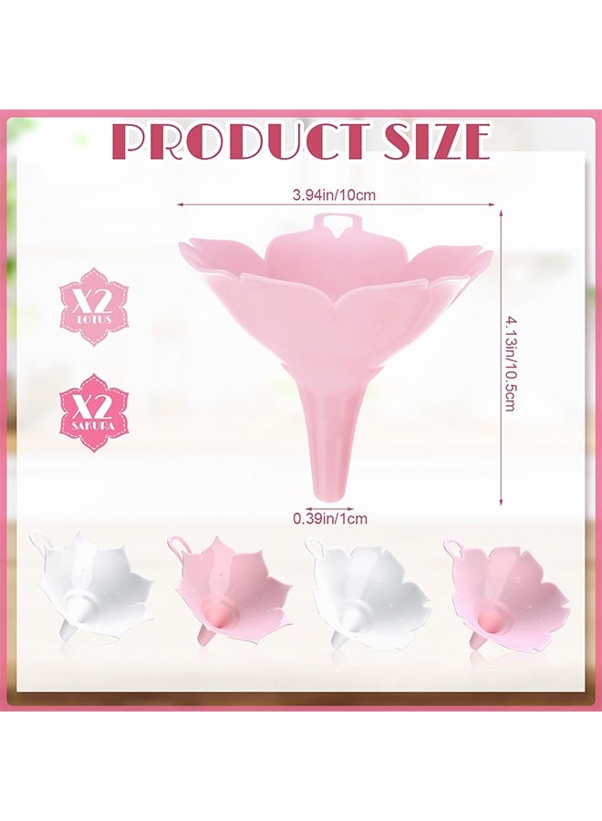 4pcs Different Flower Plastic Kitchen Funnel Hangable Multi Purpose Pink White Lotus Cherry Blossom Shape Kitchen Funnels for Filling and Transferring Liquids, Spices, Particles - Image 2