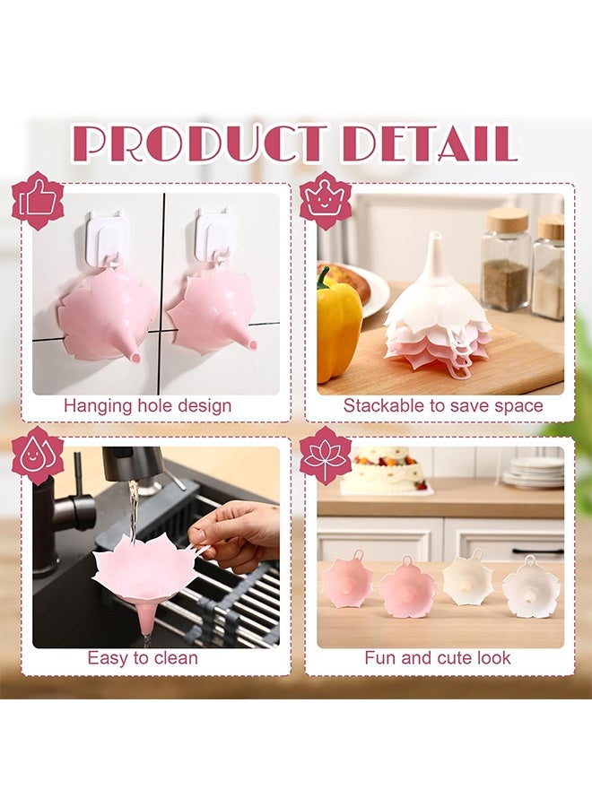 4pcs Different Flower Plastic Kitchen Funnel Hangable Multi Purpose Pink White Lotus Cherry Blossom Shape Kitchen Funnels for Filling and Transferring Liquids, Spices, Particles - Image 4