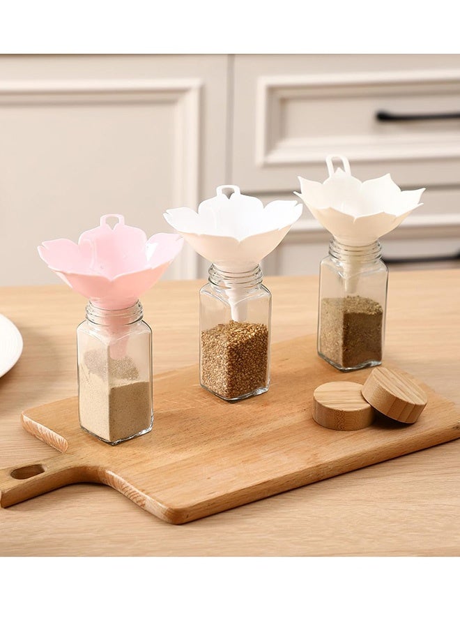 4pcs Different Flower Plastic Kitchen Funnel Hangable Multi Purpose Pink White Lotus Cherry Blossom Shape Kitchen Funnels for Filling and Transferring Liquids, Spices, Particles - Image 5