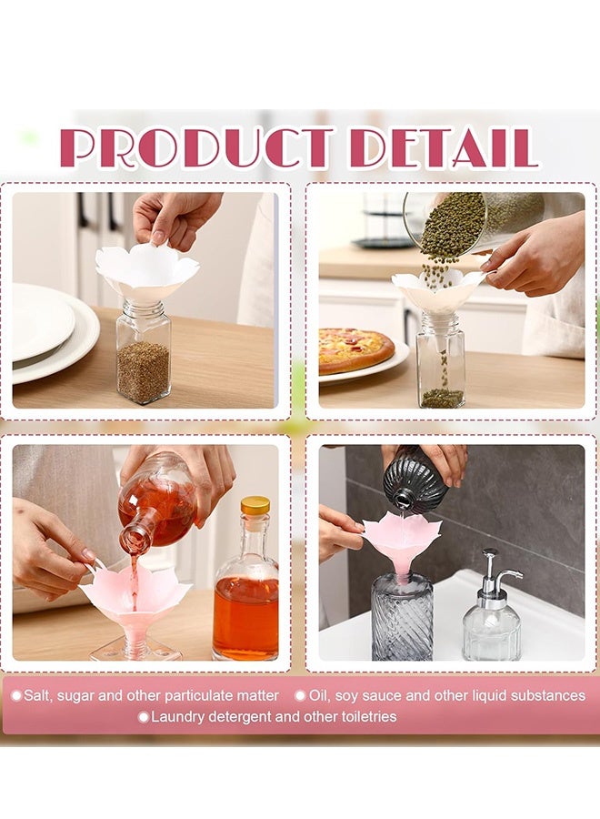 4pcs Different Flower Plastic Kitchen Funnel Hangable Multi Purpose Pink White Lotus Cherry Blossom Shape Kitchen Funnels for Filling and Transferring Liquids, Spices, Particles - Image 3
