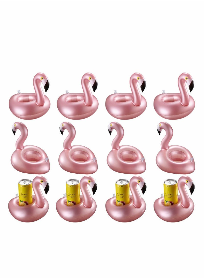 KASTWAVE - 12PCS Hawaiian Party Decorations, Giant Inflatable Flamingo Pool Float Rose Gold Swim Ring Flamingo Float Water Toy For Fun，12 Pack Inflatable Flamingos Pink Pool Toys - Image 1