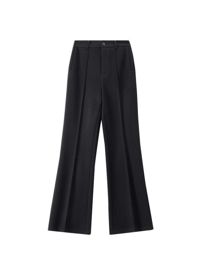 Sentubila Women's High-waist Wool Blend Casual Pants Winter Warm Office Elegant Slim Fit Flared Thick Trousers - Image 4