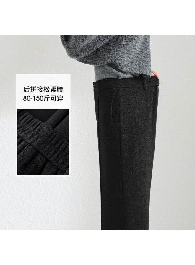 Sentubila Women's High-waist Wool Blend Casual Pants Winter Warm Office Elegant Slim Fit Flared Thick Trousers - Image 3