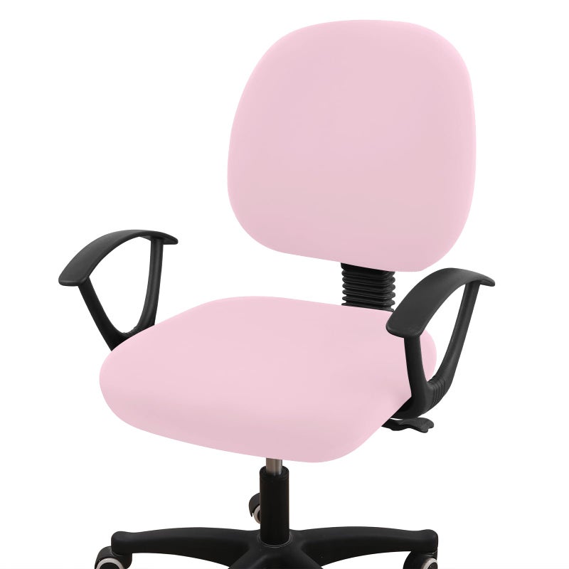 Smiry Stretch Printed Office Computer Chair Covers, Universal Washable Removable Desk Rotating Chair Slipcovers Protector, Seat + Backrest Cover - Pink - Image 1