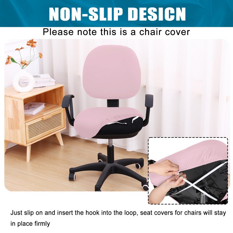 Smiry Stretch Printed Office Computer Chair Covers, Universal Washable Removable Desk Rotating Chair Slipcovers Protector, Seat + Backrest Cover - Pink - Image 3