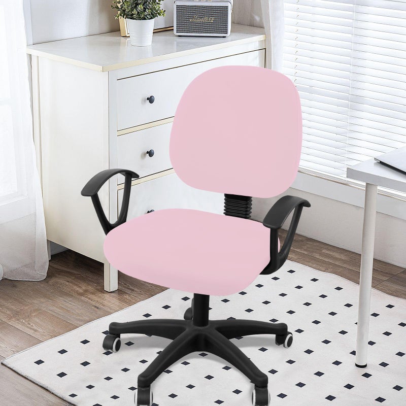 Smiry Stretch Printed Office Computer Chair Covers, Universal Washable Removable Desk Rotating Chair Slipcovers Protector, Seat + Backrest Cover - Pink - Image 2