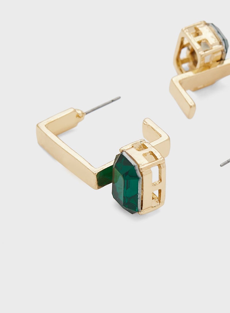 ELLA Stone Detail Hoop Earrings - Image 3