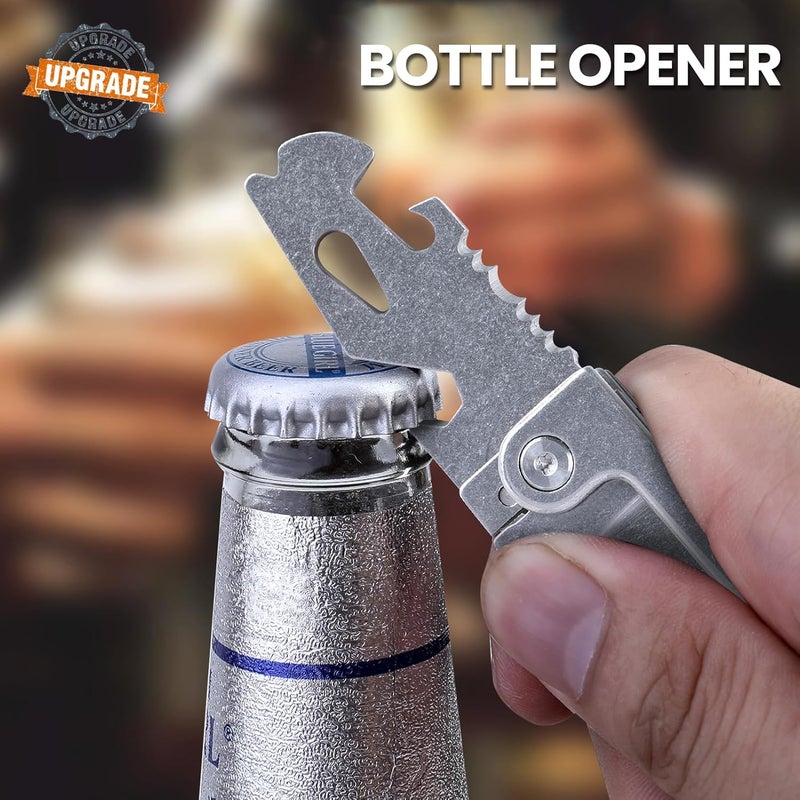 edcfans Keychain Multitool Knife, Multi Tools Keychains, Fathers Day Dad Gifts for Men, Tanto Pocket Knives with Clip, Bottle Opener, Box Cutter, Pry Bar, Screwdriver Wrench, EDC Hiking Camping Gear - Image 5
