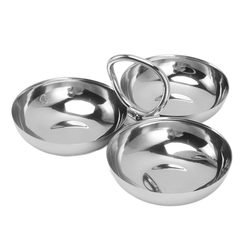 Stainless Steel Snack Plate: 3-In-1 Design, Durable Unbreakable Construction - Easy Clean Dishwasher Safe, Premium BPA-Free Metal Snack Plate for Home, Party, Outdoor Camping & Picnic - Image 2