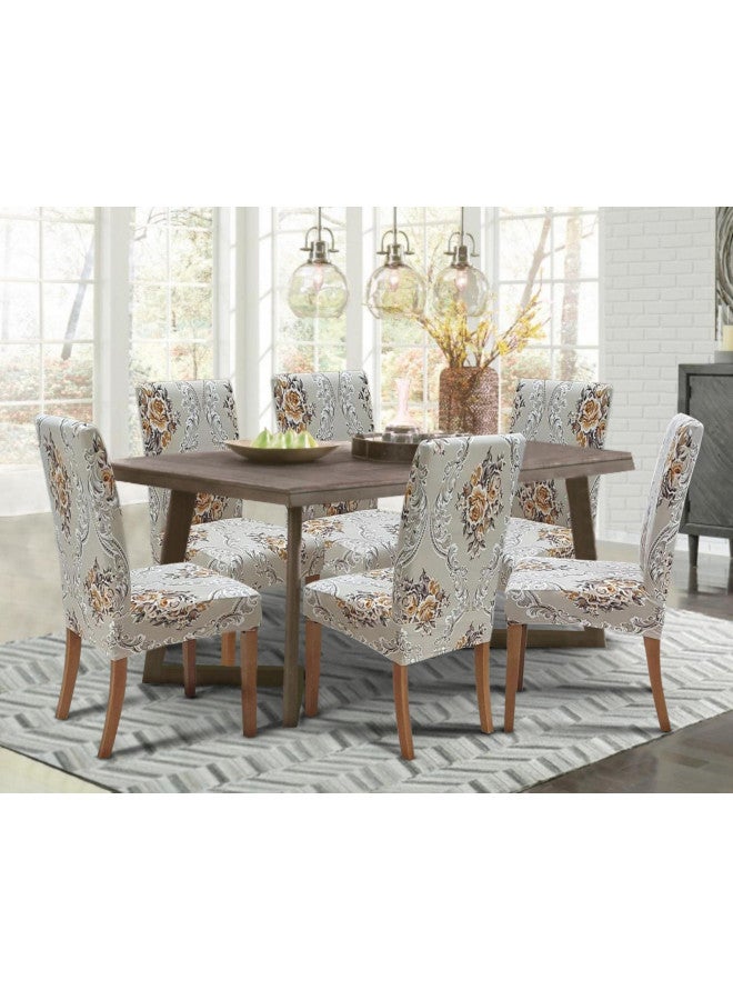 SPRINGRICO Chair Covers for Dining Room 6 Pack, Stretch Dining Chair Cover, Washable Spandex Kitchen Parsons Chair Slipcovers, Removable Seat Protector for Home or Party (Set of 6, Florist Zen) - Image 1