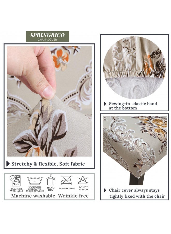 SPRINGRICO Chair Covers for Dining Room 6 Pack, Stretch Dining Chair Cover, Washable Spandex Kitchen Parsons Chair Slipcovers, Removable Seat Protector for Home or Party (Set of 6, Florist Zen) - Image 4