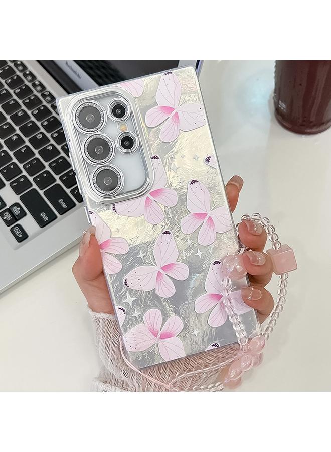 S-TOP Case For Samsung Galaxy S25 Ultra 5G Plating Texture Butterfly Wristband TPU Phone Case with Glitter Lens Film - Image 1