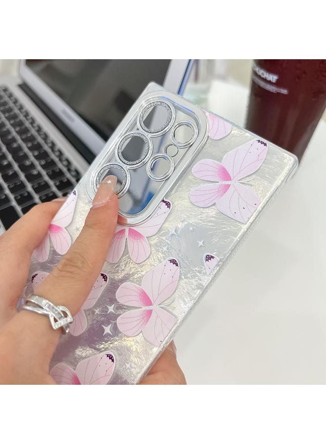 S-TOP Case For Samsung Galaxy S25 Ultra 5G Plating Texture Butterfly Wristband TPU Phone Case with Glitter Lens Film - Image 5