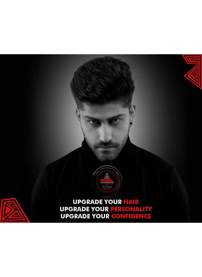 UrbanGabru - Rebel Hair Styling Clay Wax For Men | Strong Hold | Matte Finish | 100 Times Re-Styleable With Keratin (Safe & Natural) - 85 Gm | Adds Texture - Image 1