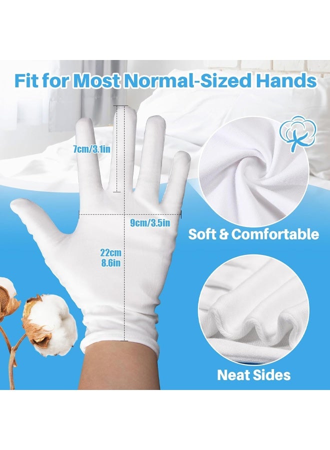 12 Pairs White Cotton Gloves - Breathable Cotton Gloves for Dry Hands Sleeping, Inspection, Coin Handling, Reusable Soft Cloth Glove for Eczema, Spa, Moisturizing Hands, High Elasticity, Women and Men - Image 4
