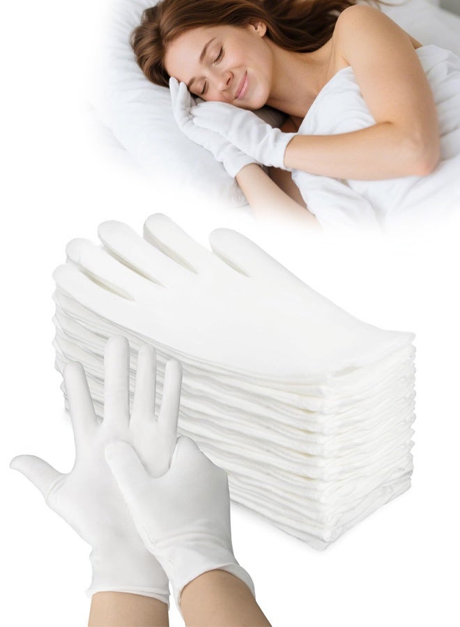 12 Pairs White Cotton Gloves - Breathable Cotton Gloves for Dry Hands Sleeping, Inspection, Coin Handling, Reusable Soft Cloth Glove for Eczema, Spa, Moisturizing Hands, High Elasticity, Women and Men - Image 1