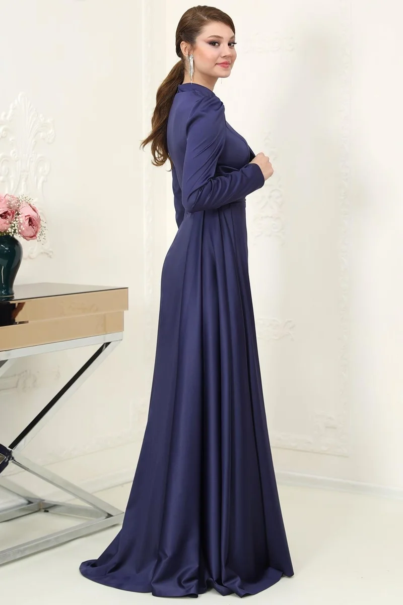 Esilanur Zen Hijab Evening Dress Navy Blue