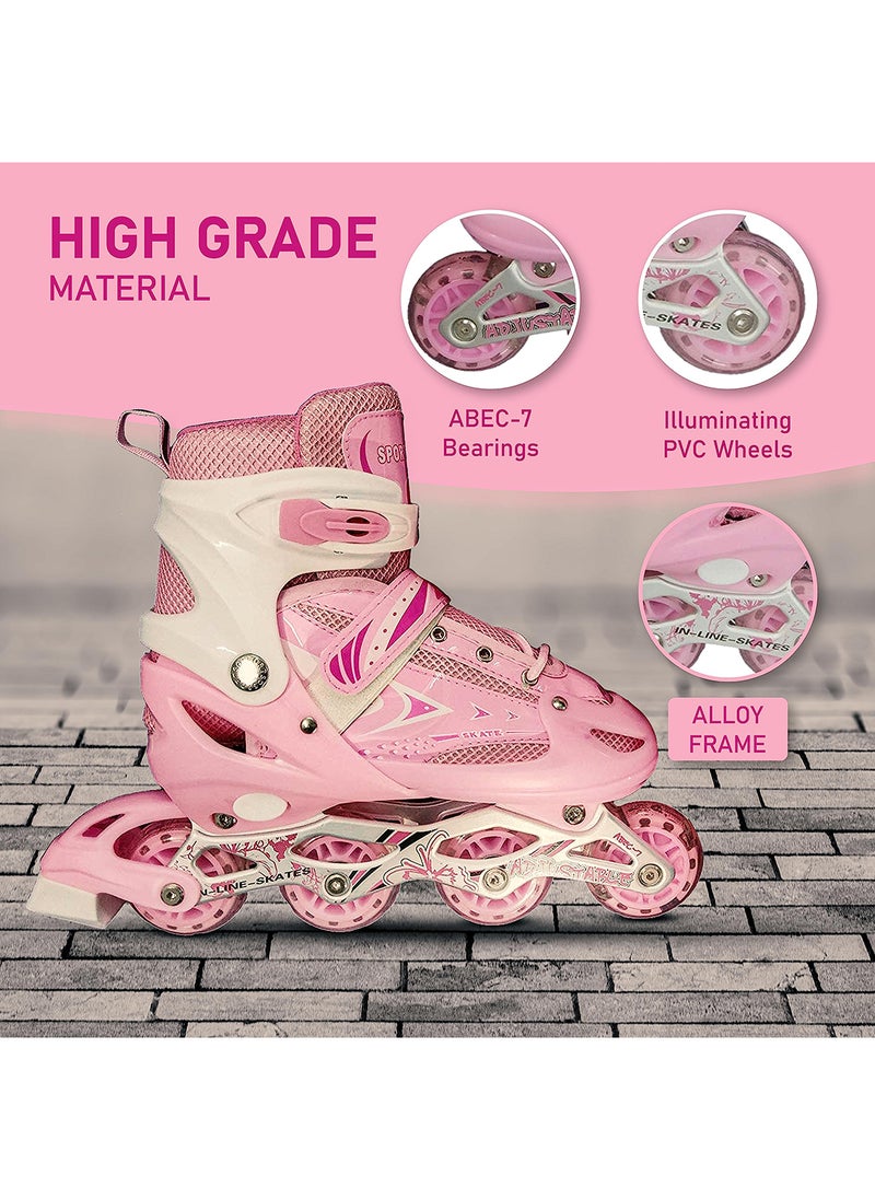 ENDLESS  V733 Inline Adjustable Skating Shoes Large Size 39 EUR (UK 5.5) - 43 EUR (UK 9) for 12 Years and Above | Pink | Aluminium Chassis and 70 mm PVC Wheels | Front Wheel with Flash  - Image 3