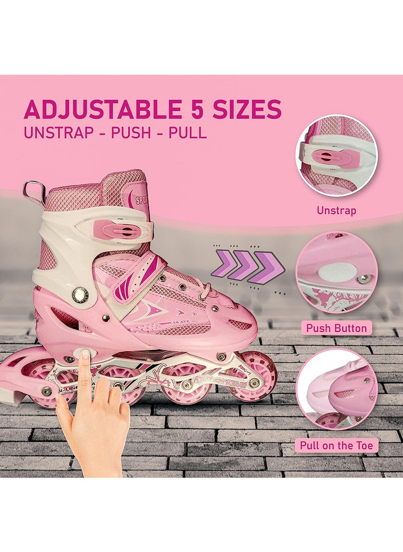 ENDLESS  V733 Inline Adjustable Skating Shoes Large Size 39 EUR (UK 5.5) - 43 EUR (UK 9) for 12 Years and Above | Pink | Aluminium Chassis and 70 mm PVC Wheels | Front Wheel with Flash  - Image 2