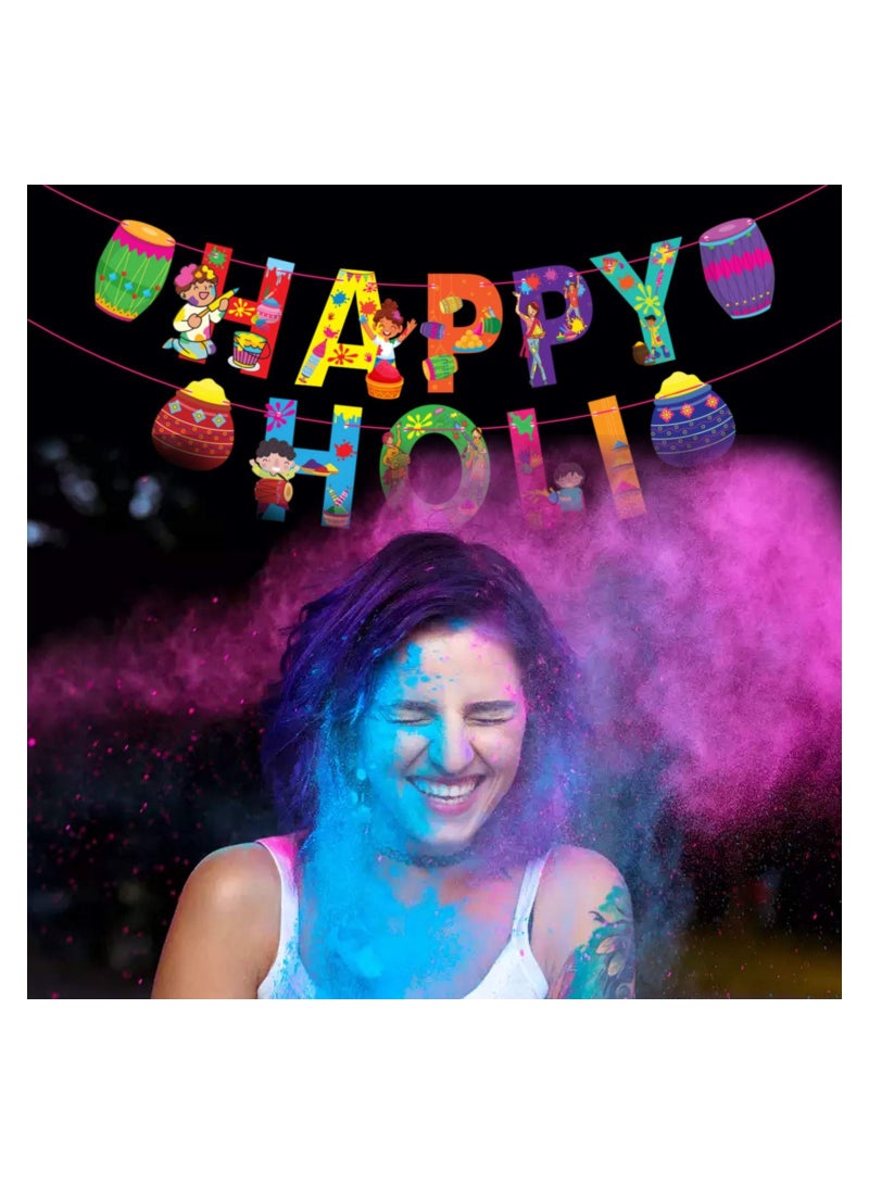 لافتة Happy Holi لعناصر زينة مهرجان هولي مجموعة من 1 - Image 3