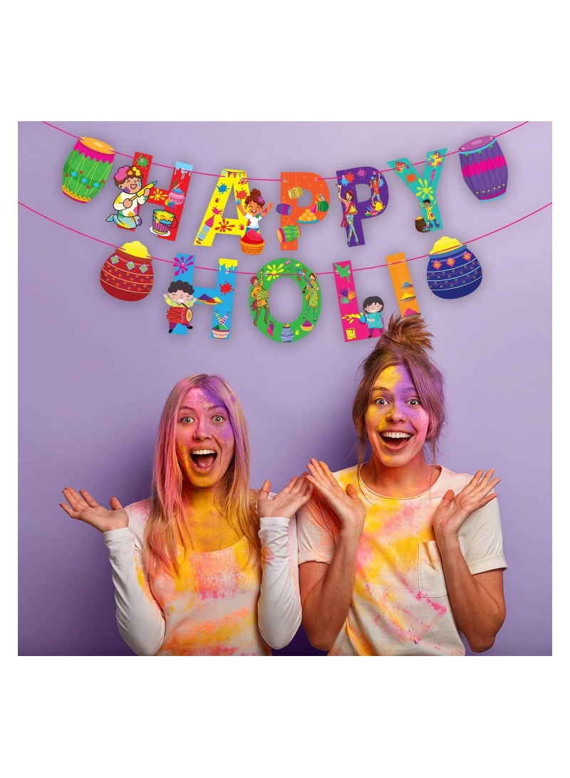لافتة Happy Holi لعناصر زينة مهرجان هولي مجموعة من 1 - Image 4
