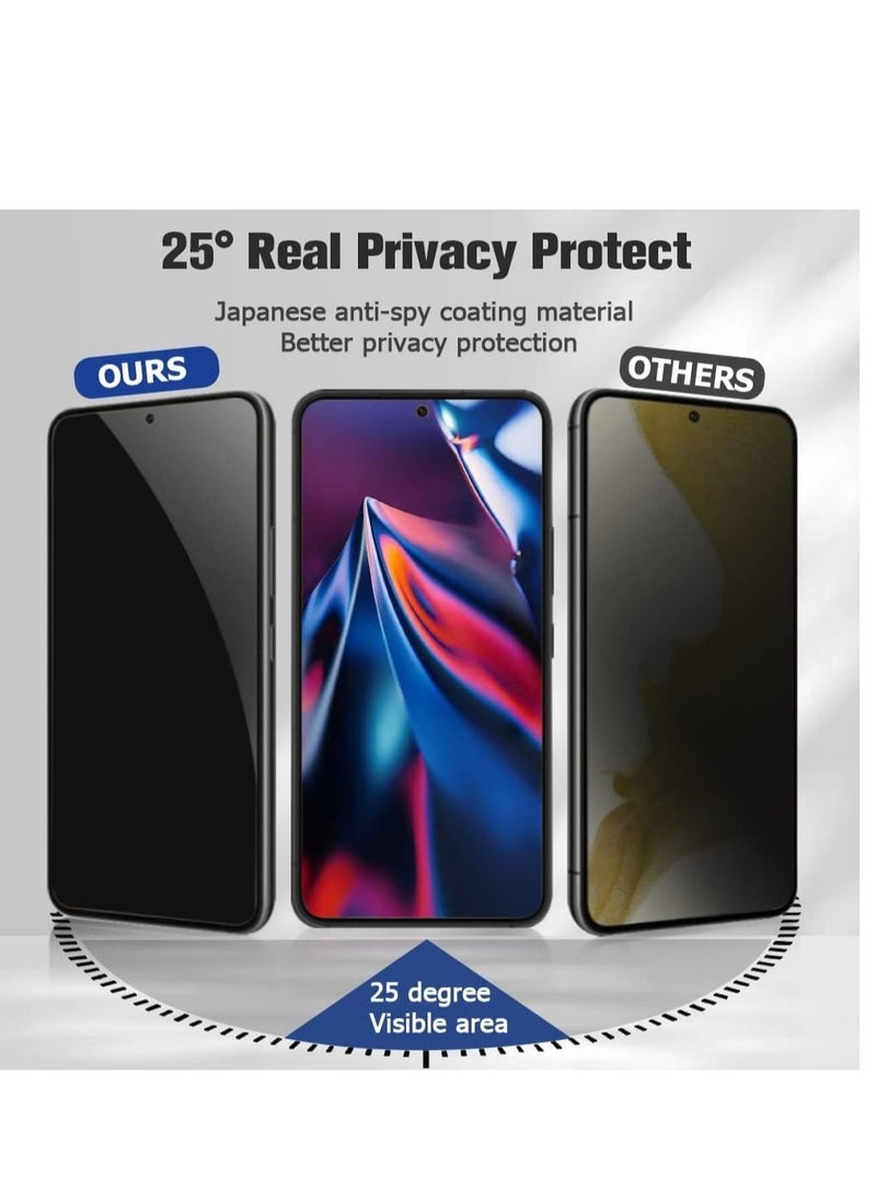 HuHa - [2+2 Pack] Privacy Screen Protector and Camera Lens Protector for Samsung Galaxy S23+ Plus 6.6 Inch Tempered Glass Saver, Full Coverage, 9H Hardness HD Anti-spy, Fingerprint Unlock - Image 1