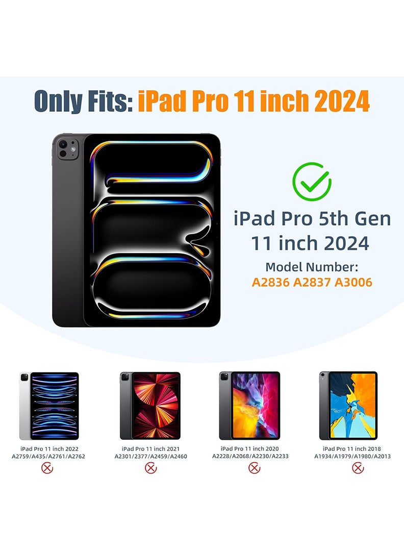 Theodor New Compatible with iPad Pro 11 Inch Case (M4, 5th Gen 2024) with Pencil Holder, Smart Cover with Protective Trifold Stand & Soft TPU Back, Auto Wake/Sleep, Support Pencil Pro Lavender  - Image 2