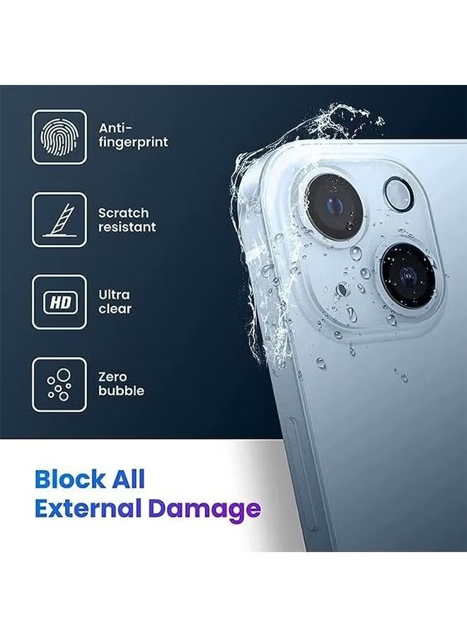 Miqia iPhone 14 Tempered Glass Camera Lens Protector Ultra HD transparent 9H Hardness Anti-Scratch Case Friendly Easy to Install No Affect on Night full coverage protection - Image 2
