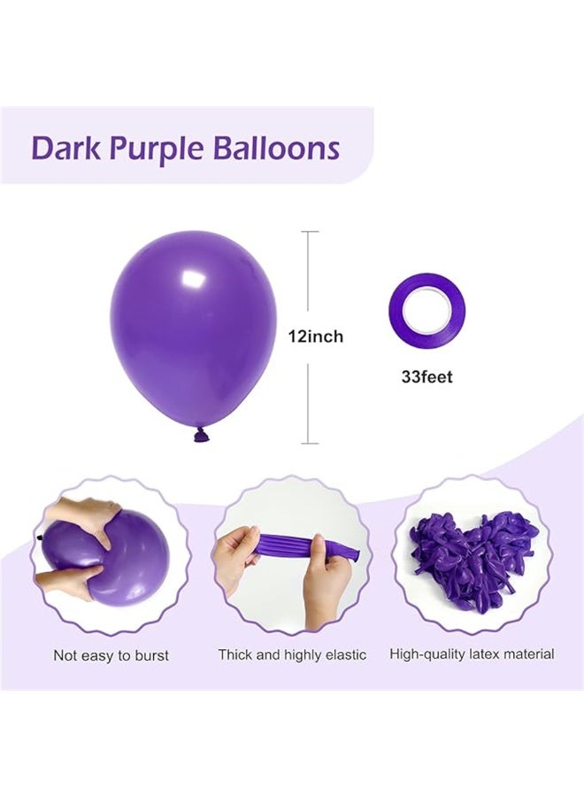 بالونات اللاتكس ، مجموعة بالونات المعدنية الحزبية 12 بوصة ، بالونات الكبيرة السميكة الكبيرة القابلة للتحلل البيولوجي للغاز الهيليوم السائب أو الهواء المضخم لحفلة عيد الميلاد ديكور الزفاف (100 قطعة ، أرجواني) - Image 3