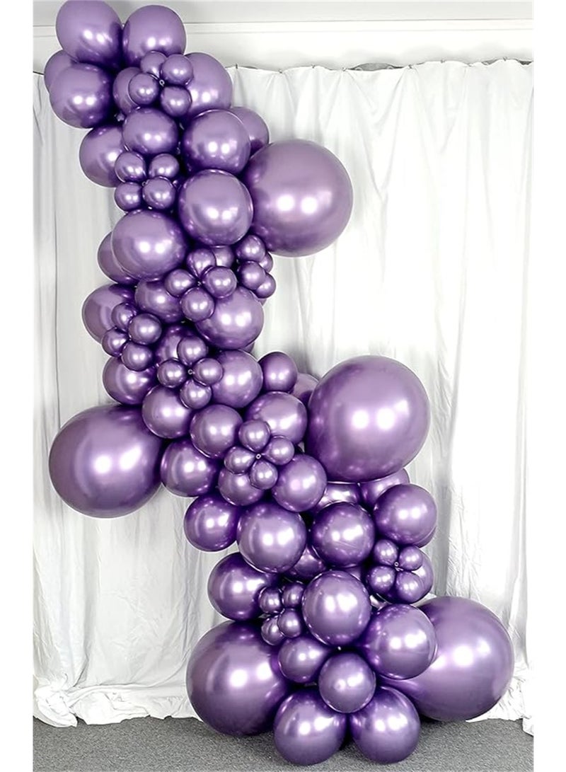 بالونات اللاتكس ، مجموعة بالونات المعدنية الحزبية 12 بوصة ، بالونات الكبيرة السميكة الكبيرة القابلة للتحلل البيولوجي للغاز الهيليوم السائب أو الهواء المضخم لحفلة عيد الميلاد ديكور الزفاف (100 قطعة ، أرجواني) - Image 5